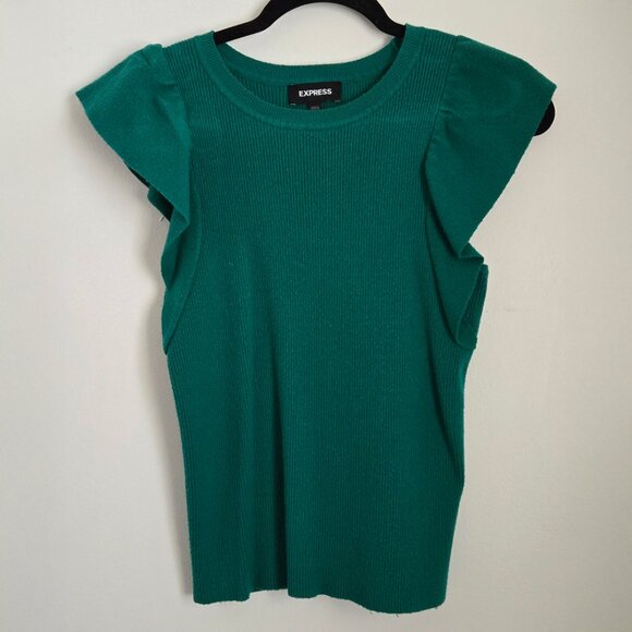 EXPRESS Ruffle Sleeve Crew Neck Sweater Size L - Picture 4 of 4